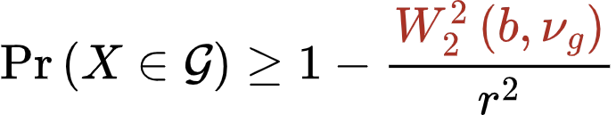 Lower bound on goal-reaching probability expressed using Wasserstein distance